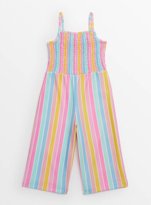 Rainbow Stripe Shirred Strappy Jumpsuit  1-2 years